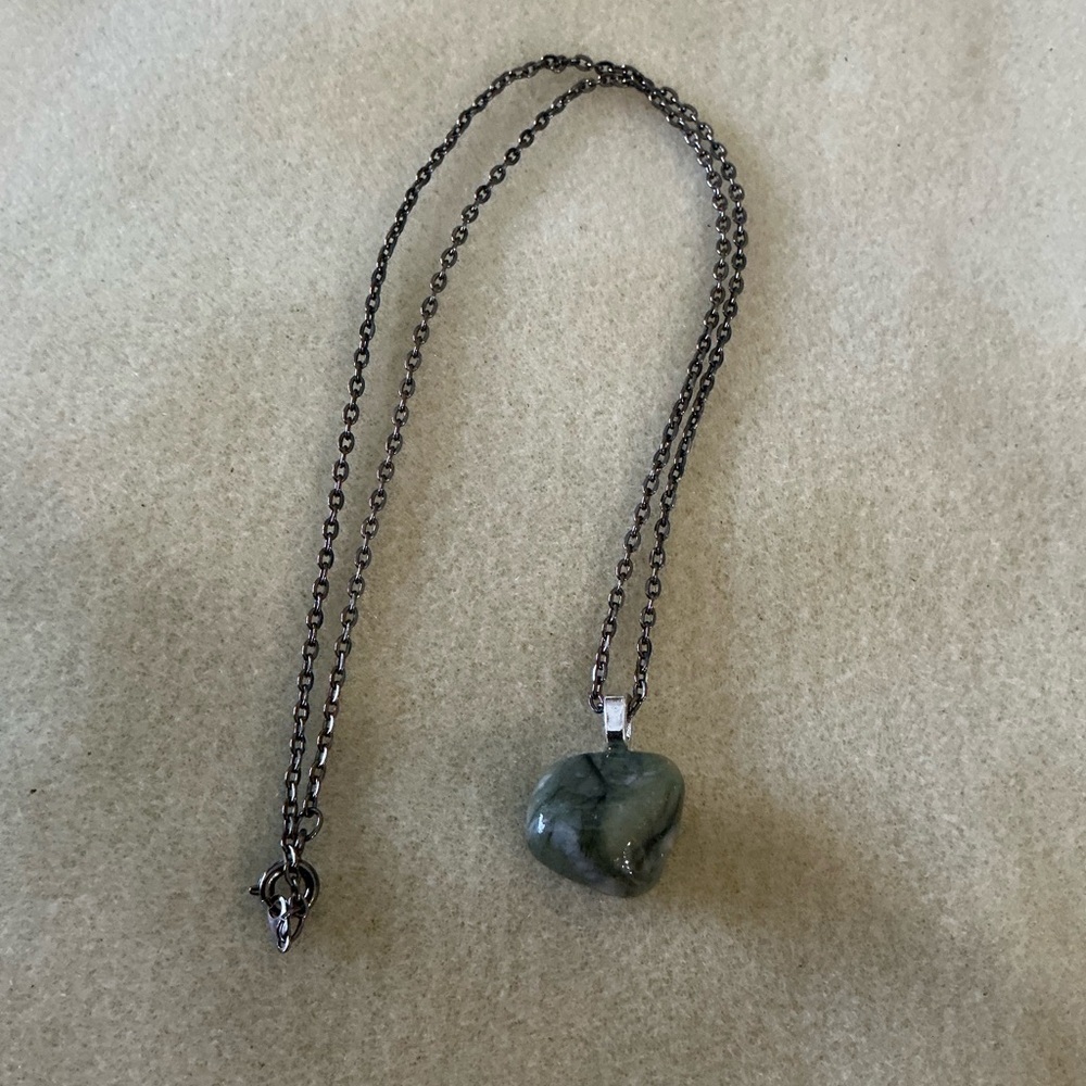 Handmade Up-cycled Chain Necklace with Stone tumbled Pendant